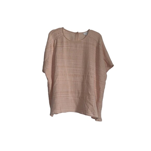 Pure Jill Cotton Short Sleeve Oversized Embroidered Blouse Size Large Peach - Picture 1 of 13